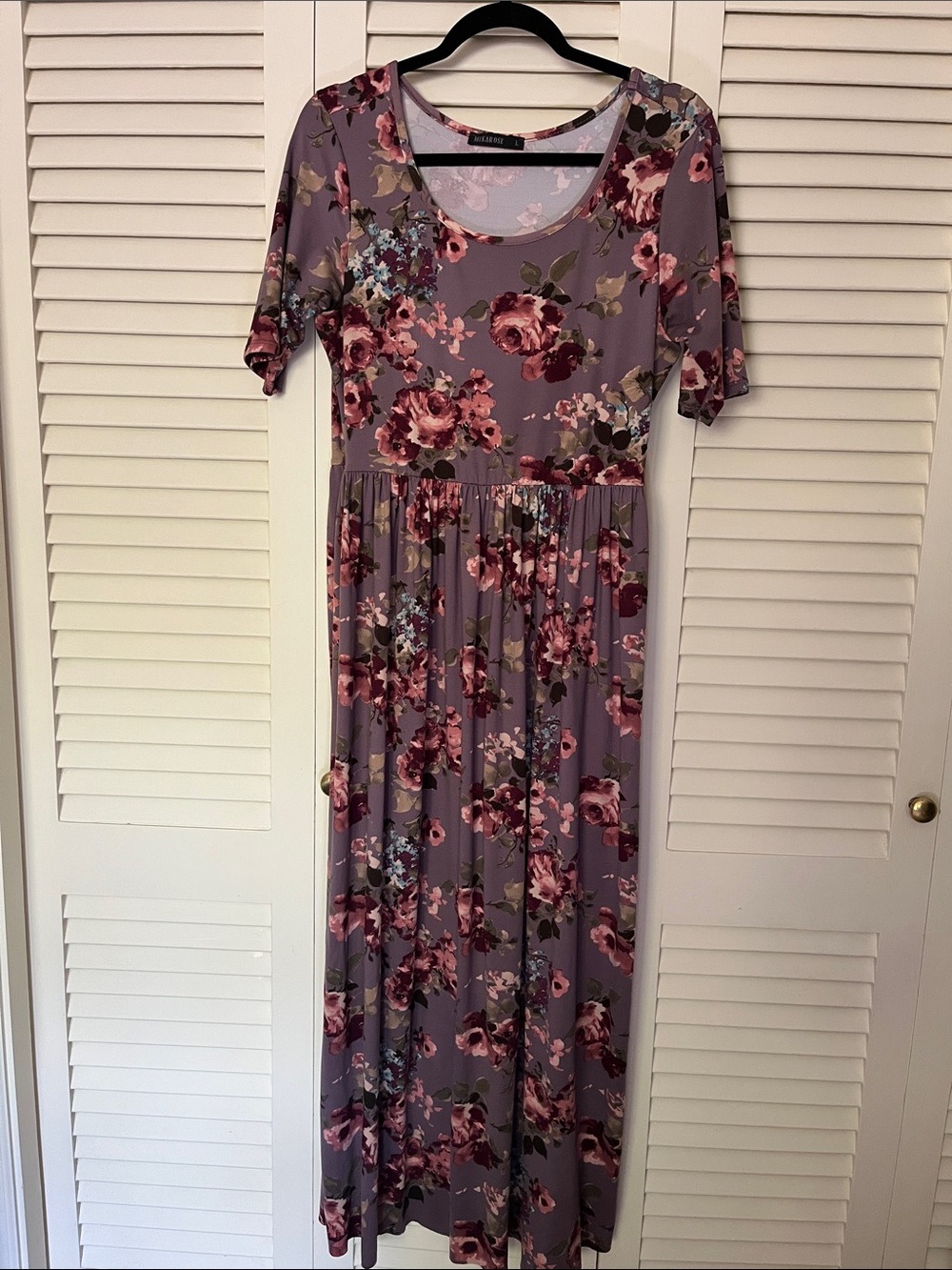 Mikarose Mauve Floral Scoop Neck Maxi Dress